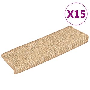 vidaXL Trappmattor 15 st 65x21x4 cm ljusbruna rektangul&auml;ra kanter