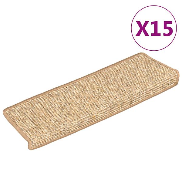 vidaXL Trappmattor 15 st 65x21x4 cm ljusbruna rektangul&auml;ra kanter