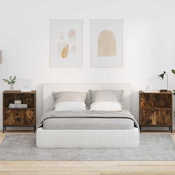 vidaXL Nattduksbord 2 pcs R&ouml;kf&auml;rgad ek 49 x 36 x 61 cm Konstruerat tr&auml;