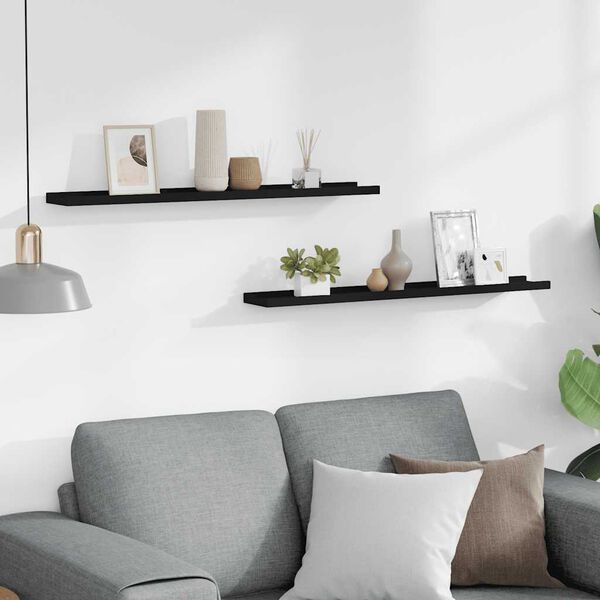 vidaXL Tavellist 2 st svart 80x9x3 cm MDF