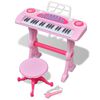 vidaXL Keyboard f&ouml;r barn med pall och mikrofon 37 tangenter rosa
