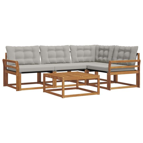 vidaXL Utomhussoffset med kudde 5 pcs Naturlig och Ljus Gr&aring;