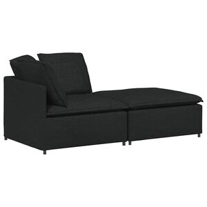vidaXL Modulsoffa med fotpall och dynor svart