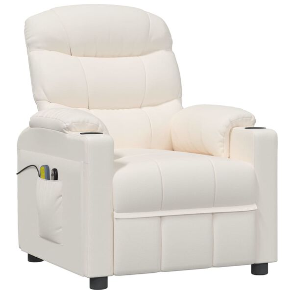 vidaXL Elektrisk massagefåtölj gräddvit konstläder