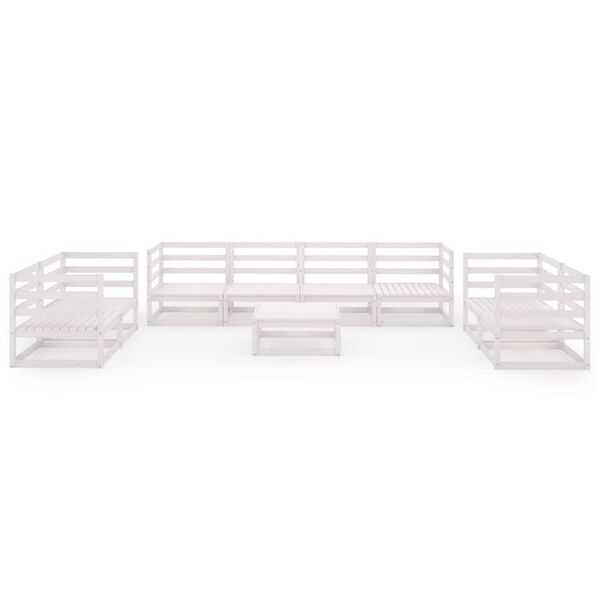 vidaXL Loungegrupp f&ouml;r tr&auml;dg&aring;rden 9 delar vit massiv furu