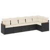 vidaXL Loungegrupp med dynor 6 delar svart konstrotting