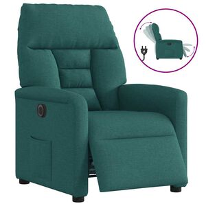 vidaXL Elektrisk reclinerf&aring;t&ouml;lj m&ouml;rkgr&ouml;n tyg