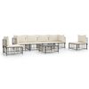 vidaXL Loungegrupp 7 delar med dynor antracit konstrotting