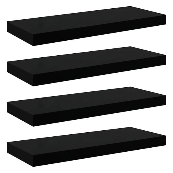 vidaXL Sv&auml;vande v&auml;gghyllor 4 st svart h&ouml;gglans 60x23,5x3,8 cm MDF
