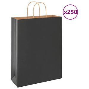 vidaXL Pappersp&aring;sar 250 st med handtag svart 32x12x42 cm
