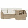 vidaXL Tr&auml;dg&aring;rdsoffset med kudde 5 pcs Beige Poly rattan