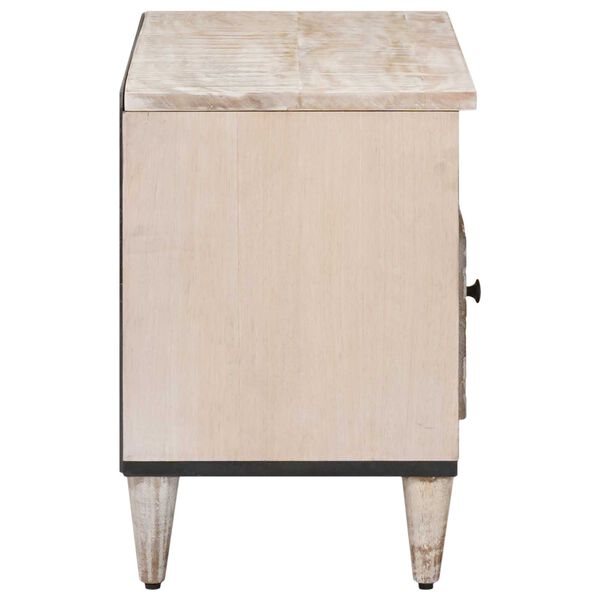 vidaXL TV-sk&aring;p med l&aring;da Vit 80 x 33,5 x 46 cm Massivt mangotr&auml;