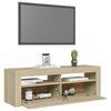vidaXL TV-b&auml;nk med LED-belysning sonoma-ek 120x35x40 cm