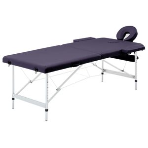 vidaXL Hopf&auml;llbar massageb&auml;nk 2 sektioner aluminium lila
