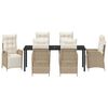 vidaXL Tr&auml;dg&aring;rdsm&ouml;belset med kudde 7 pcs Beige konstrotting