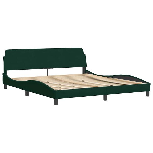 vidaXL Bed Frame "Dover" Dark Green 180x200 cm Velvet