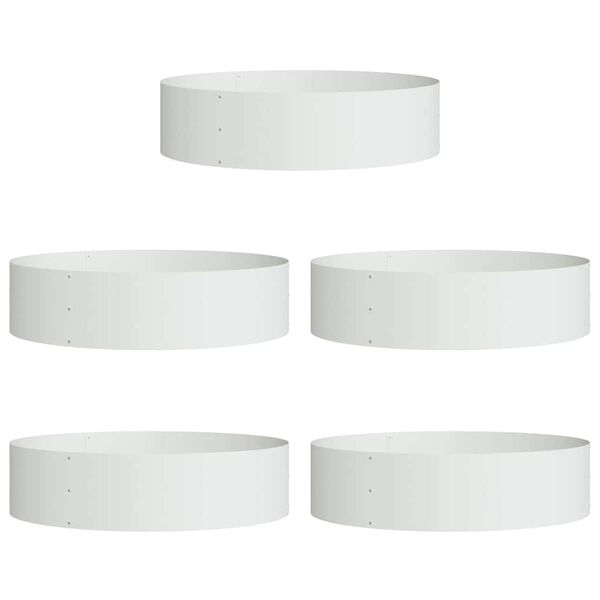 vidaXL Krukring 5 pcs Vit 80 x 80 x 20 cm Kallvalsat st&aring;l