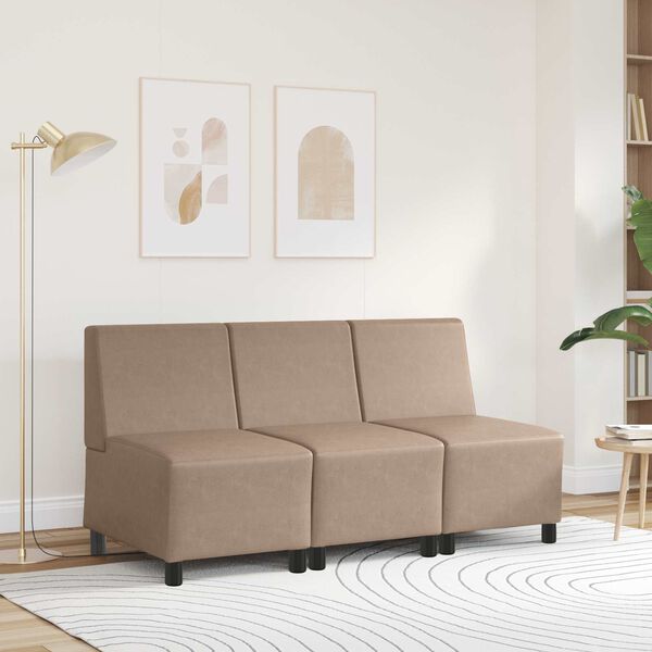 vidaXL | Modulsofa utan armst&ouml;d | Cappuccino 55 x 74 x 82 cm Konstl&auml;der