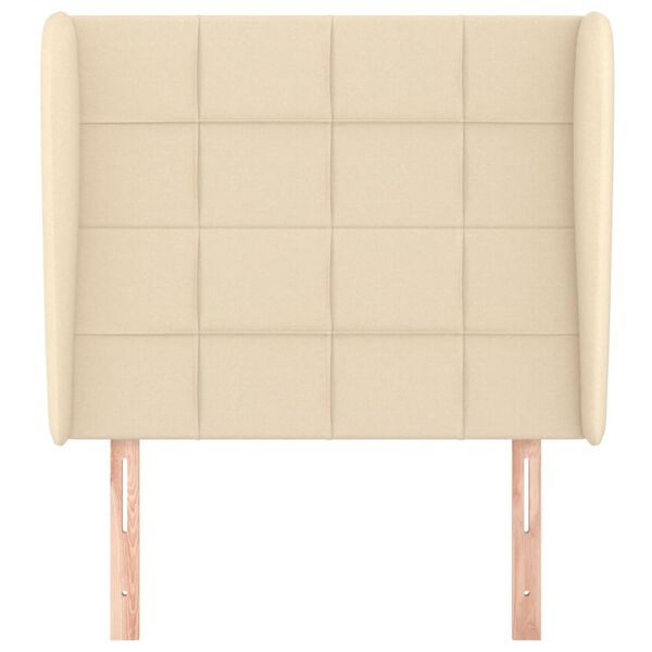 vidaXL Sänggavel med kanter gräddvit 83x23x118/128 cm tyg