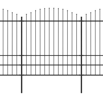 vidaXL Trädgårdsstaket med spjuttopp stål (1,75-2)x1,7 m svart