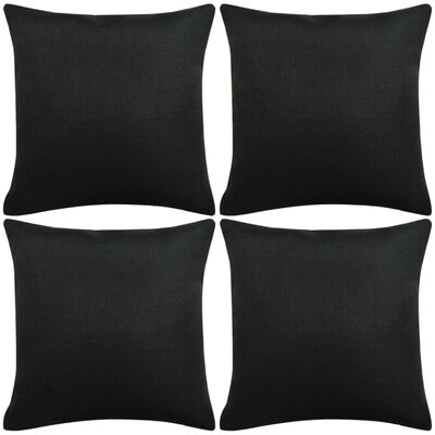 vidaXL Kuddöverdrag 4 st linne-design 40x40 cm svart
