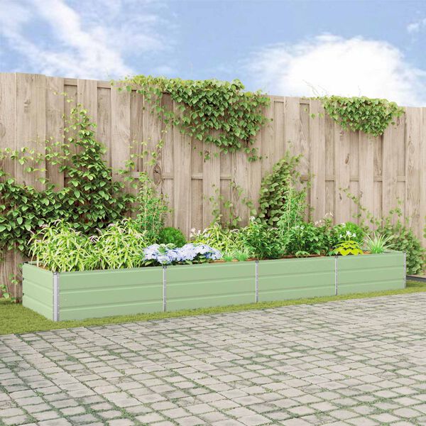 vidaXL Planteringsk&auml;rl Pastellgr&ouml;n 385 x 100 x 45 cm Galvaniserat St&aring;l