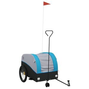 vidaXL Cykelvagn svart och bl&aring; 45 kg j&auml;rn