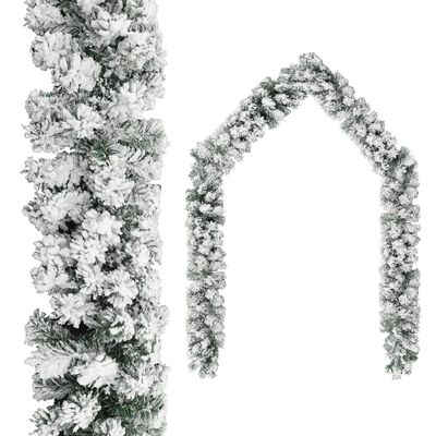 vidaXL Julgirlang med LED och snö 10 m PVC