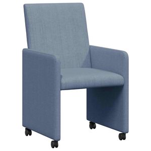 vidaXL Matstolar med hjul 2 st Mockatyg Bl&aring; 57 x 66 x 94 cm