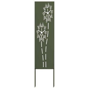 vidaXL Tr&auml;dg&aring;rds integritetssk&auml;rm Olivgr&ouml;n 32 x 140 cm Kallvalsat st&aring;l