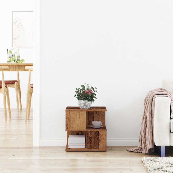 vidaXL Sidobord med hylla Gammalt trä 30 x 30 x 55 cm Konstruerat trä