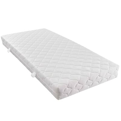 vidaXL Säng med madrass grå och vit konstläder 180x200 cm