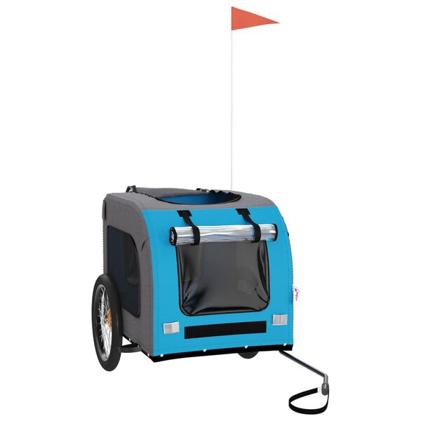 vidaXL Cykelvagn f&ouml;r djur bl&aring; och gr&aring; oxfordtyg och j&auml;rn