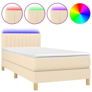 vidaXL Rams&auml;ng med madrass & LED gr&auml;ddvit 90x200 cm tyg