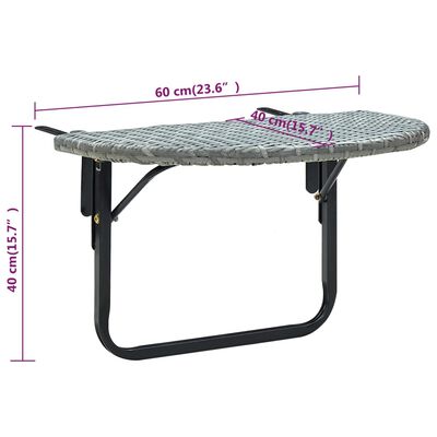 vidaXL Balkongbord grå 60x60x40 cm konstrotting