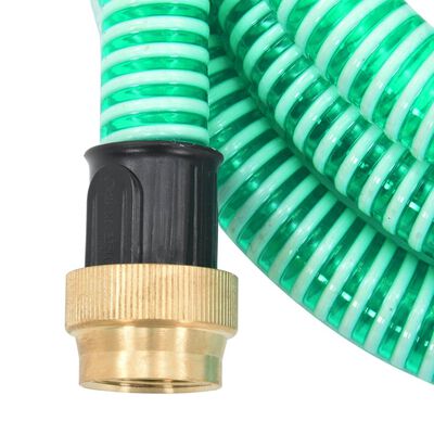 vidaXL Sugslang med kopplingar mässing grön 1,1" 15 m PVC