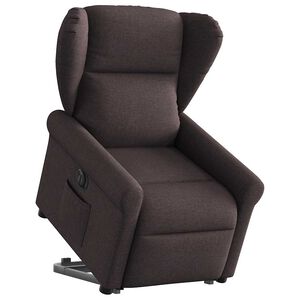 vidaXL Elektrisk reclinerf&aring;t&ouml;lj med uppresningshj&auml;lp brun tyg
