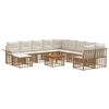 vidaXL Utomhussoffset 12 st 11-sits Naturlig och Creamvit Polyester