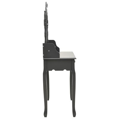 vidaXL Sminkbord med pall grå 75x69x140 cm paulowniaträ