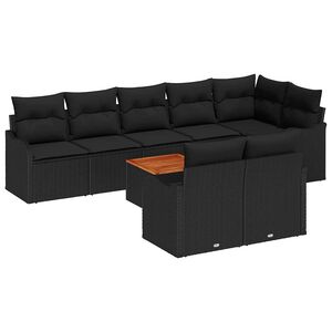 vidaXL Tr&auml;dg&aring;rdsoffset med kudde 9 pcs Svart konstrotting