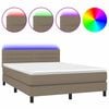 vidaXL Rams&auml;ng med madrass & LED taupe 140x190 cm tyg
