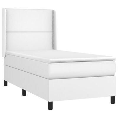 vidaXL Ramsäng med madrass & LED vit 90x190 cm konstläder