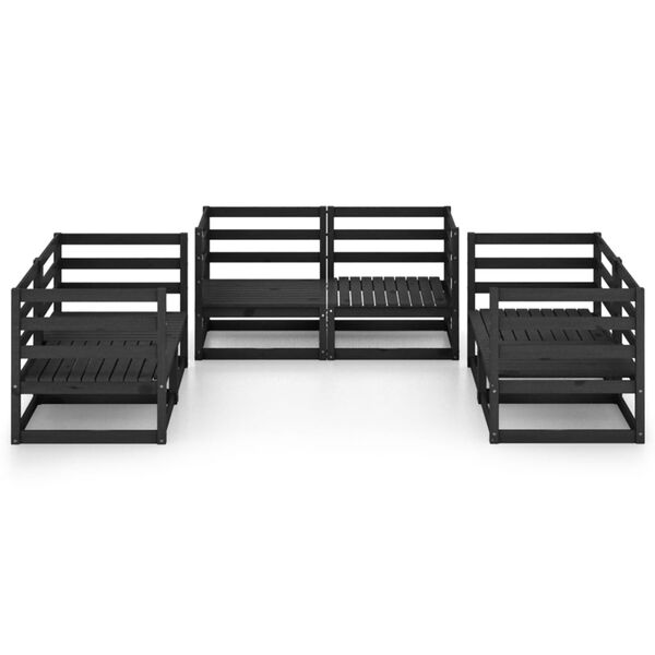 vidaXL Loungegrupp f&ouml;r tr&auml;dg&aring;rden 6 delar svart massiv furu