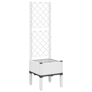 vidaXL Odlingsl&aring;da med spalj&eacute; vit 40x40x142 cm PP