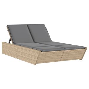 vidaXL Dubbel sols&auml;ng med dynor beige konstrotting