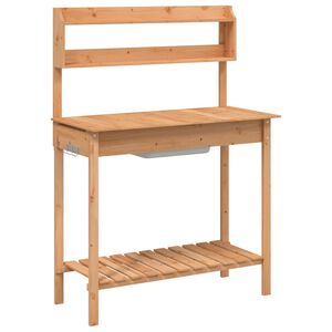 vidaXL Odlingsb&auml;nk med vask 110,5x45x124,5 cm massivt grantr&auml;