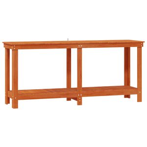 vidaXL Arbetsb&auml;nk med hylla VaxBrun 180 x 50 x 80 cm Massivt furu