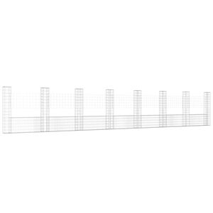 vidaXL U-formad gabionkorg med 8 stolpar j&auml;rn 860x20x150 cm