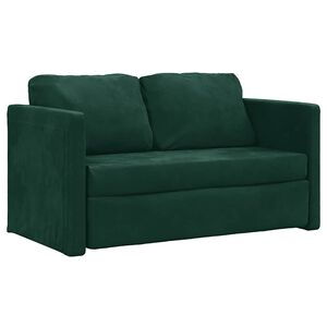 vidaXL Golvb&auml;ddsoffa 2-i-1 m&ouml;rkgr&ouml;n 122x204x55 cm sammet