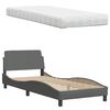 vidaXL Bed with Mattress "Hanko" Dark Grey 90x190 cm Fabric